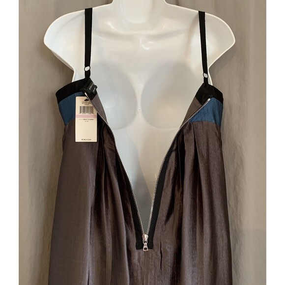 BCBG MAXAZRIA Color block Metallic Pleated Sleeveless Dress Pockets Size 6 NWT - Picture 6 of 12